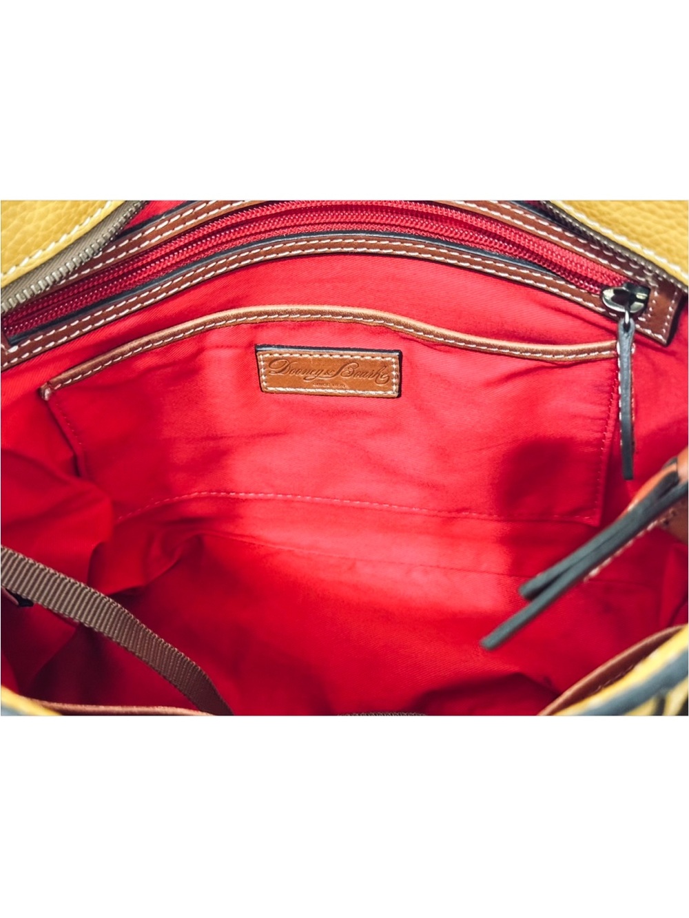 Dooney & Bourke Lexington collection Mustard & Brown Pebbled Leather Tote - Picture 8 of 8